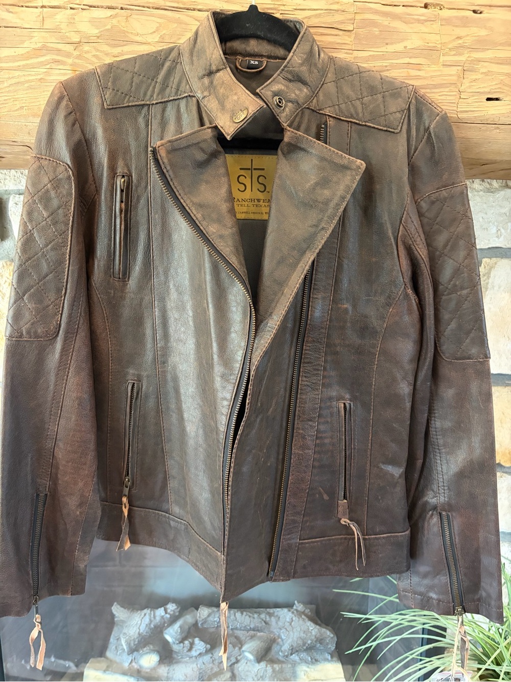 STS Ranchwear Ladies Lucy Brown Leather Biker Jacket